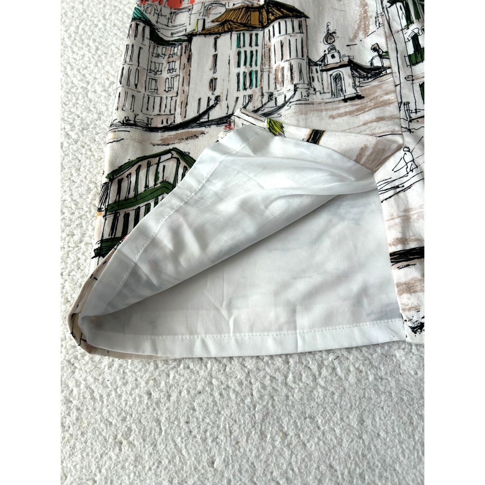 Chadwicks of Boston Women's Shift Dress Sz 10 Ivory Lined Scenic Italy Art Print - Picture 10 of 10